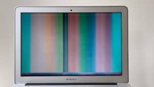 MacBook Air with colors on screen